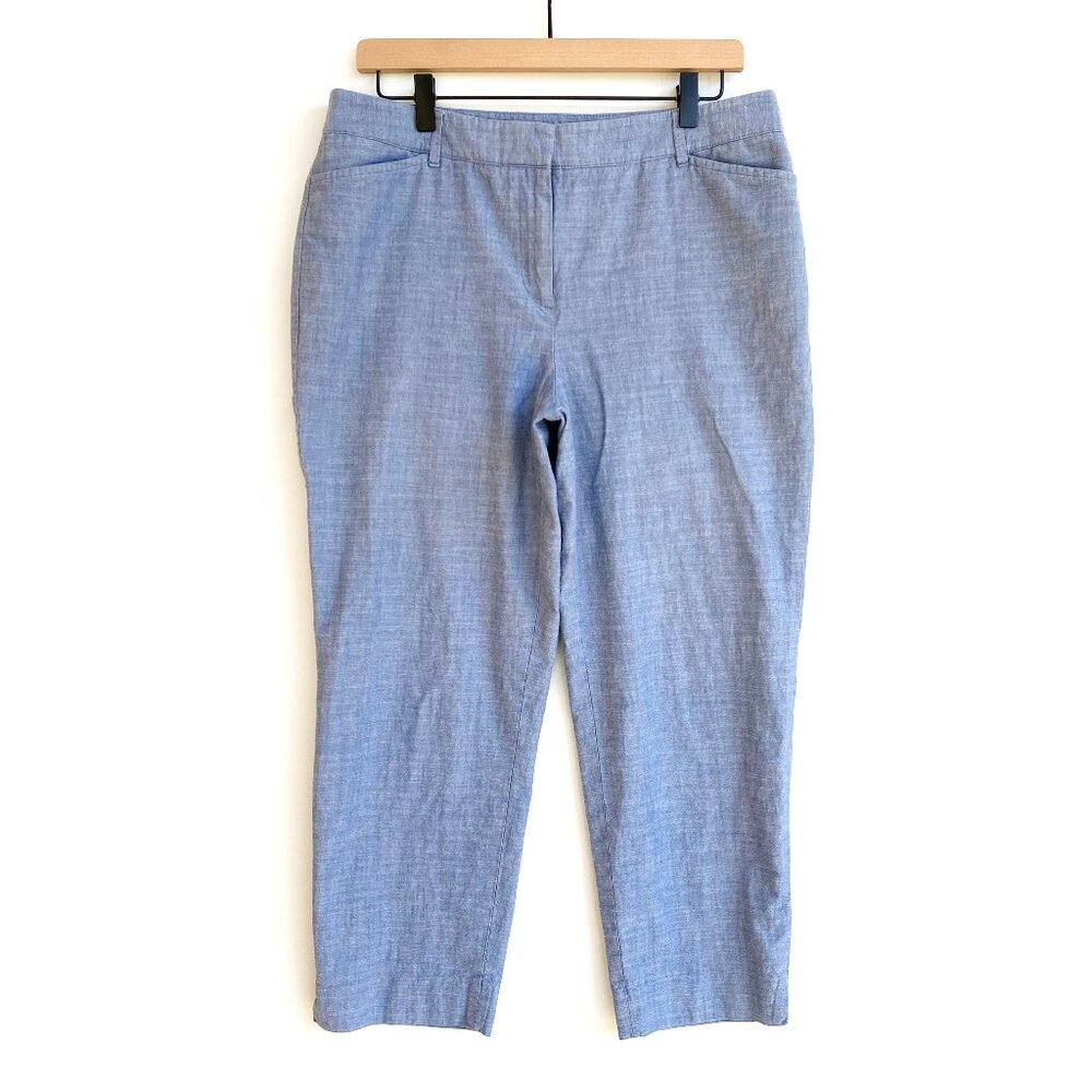 Talbots Perfect Crop Light Blue Cotton Chambray Pants 10